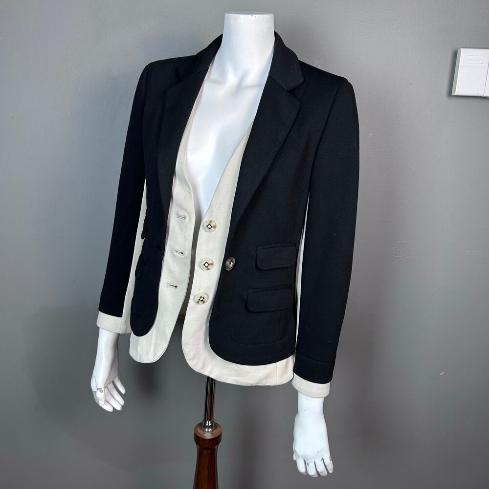 Anthropologie Cartonnier jacket blazer size 4 corpcore black color block office
